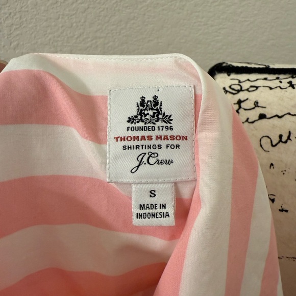 J. Crew Thomas Mason Pink and White Striped Shirt sz S - Picture 6 of 7